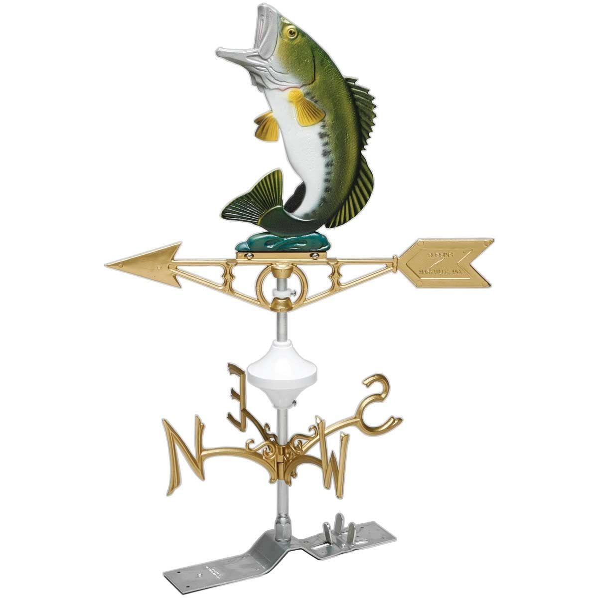 Weather Vane BASS Heavy Duty Cast Aluminum Painted Complete Set Barn Stable