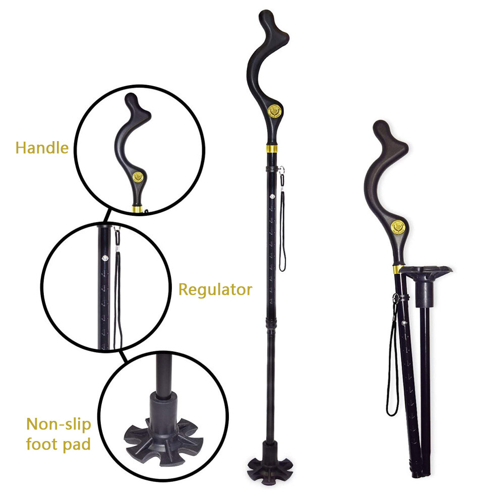 Good Posture Adjustable Walking Cane Stick Lightweight Folding Mobility Aid US