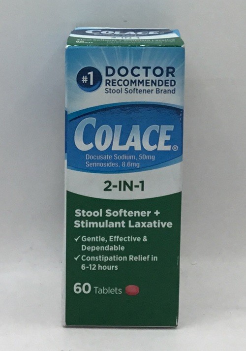 Colace 2-In-1 Stool Softener Plus Stimulant Laxative 60 Tablets EXP 11/27