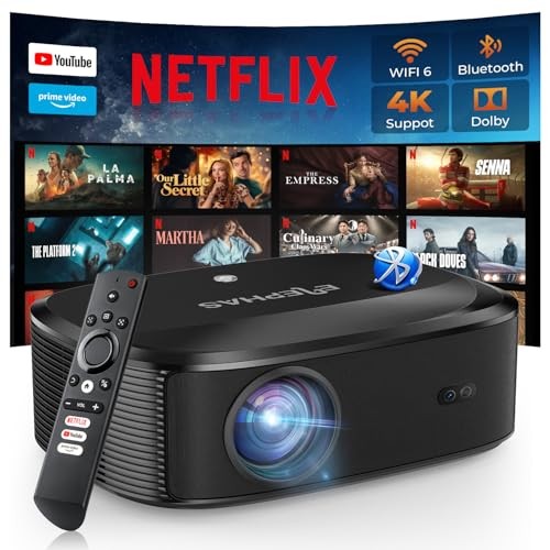 GRAY - ELEPHAS 4K PROJECTOR WIFI BLUETOOTH ELEPHAS OUTDOOR MOVIE PROJECTOR
