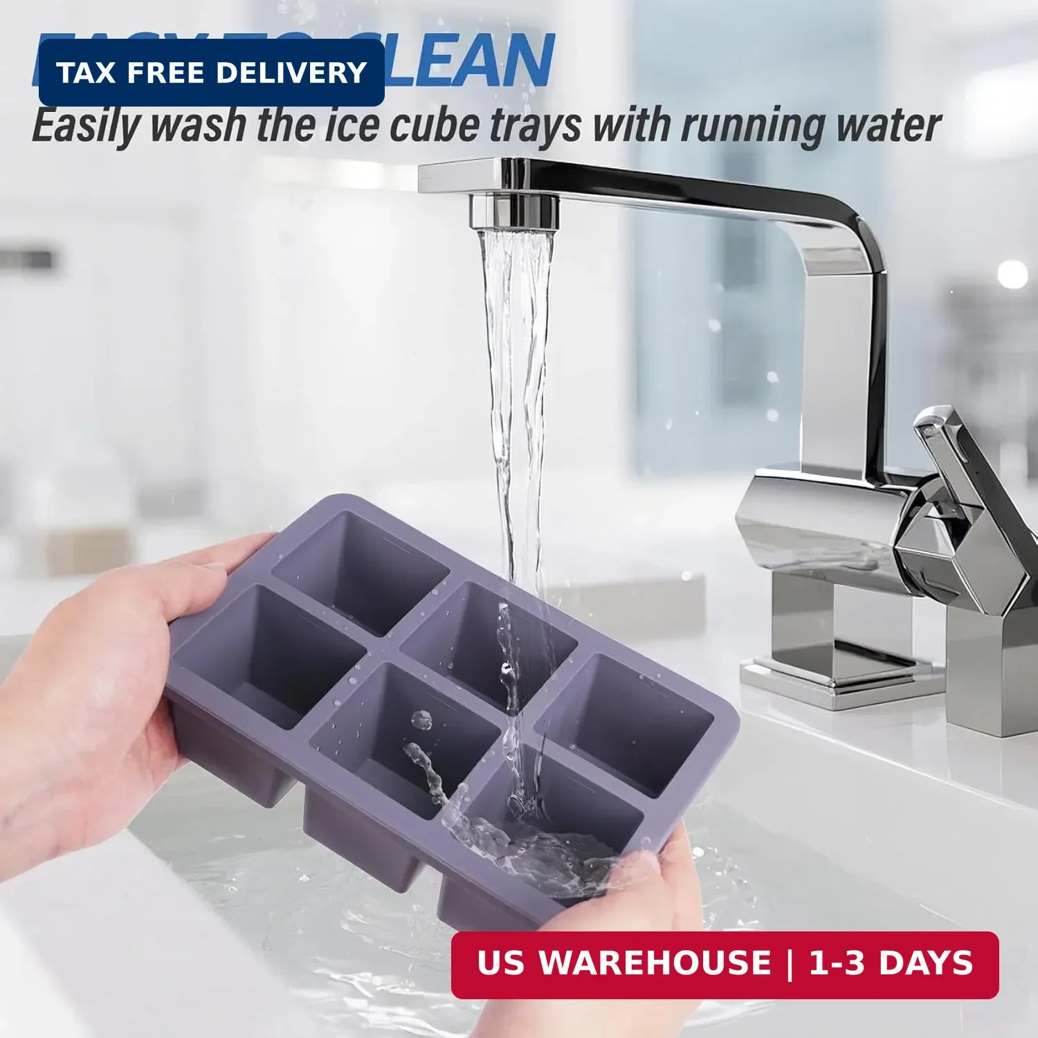 Large Silicone Ice Cube Trays with Lids, 2 Pack, Makes 2-Inch Cubes | Ea