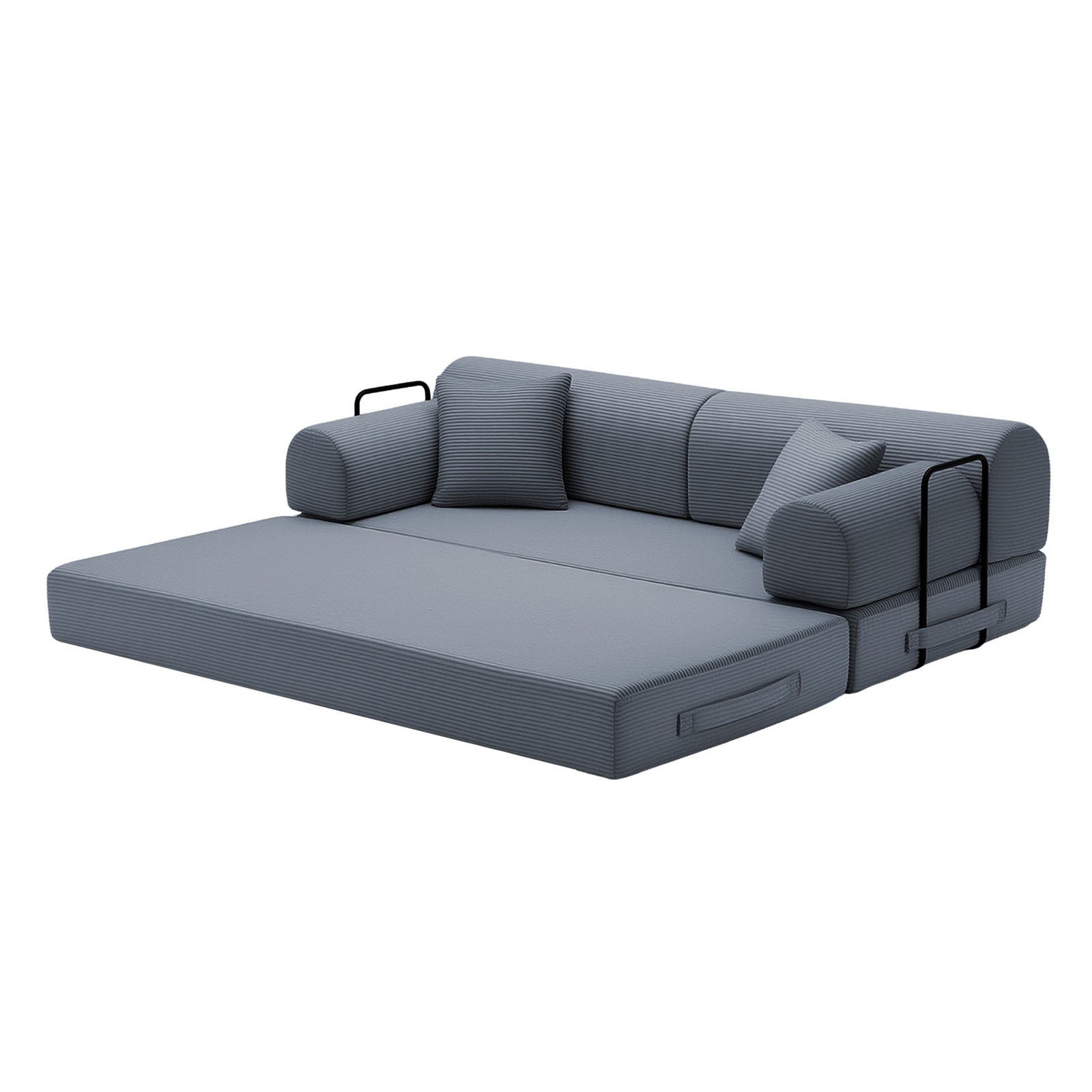Convertible Sleeper Sofa Bed, Corduroy Folding Couch, Dark Gray