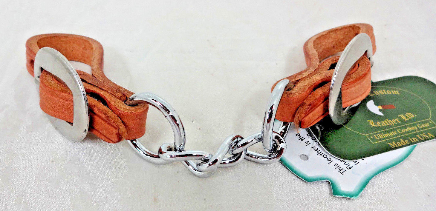 Single Chain Harness Leather Curb Strap Stainless Cart Buckles Berlin Horse Tack