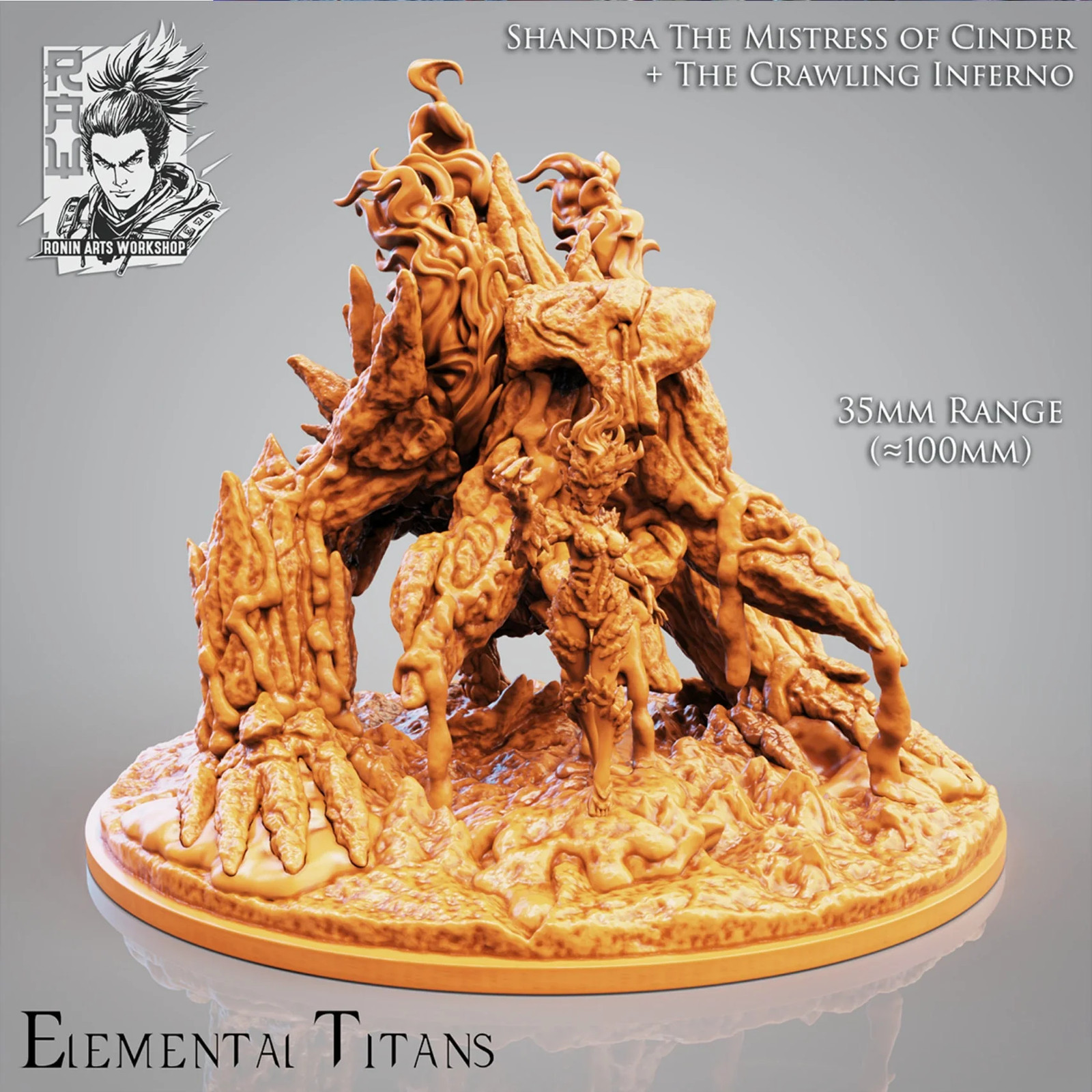 Shandra, Mistress of Cinders + Crawling Inferno - Resin Tabletop Miniature