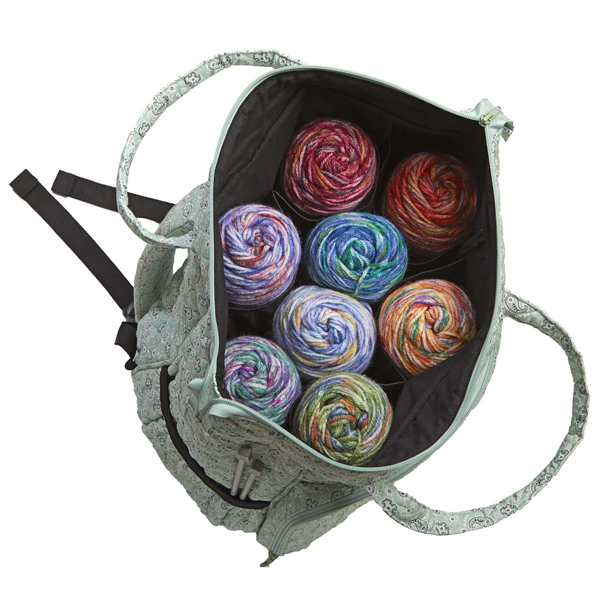 Herrschners® Quilted Yarn Backpack - Petite Paisley Mint