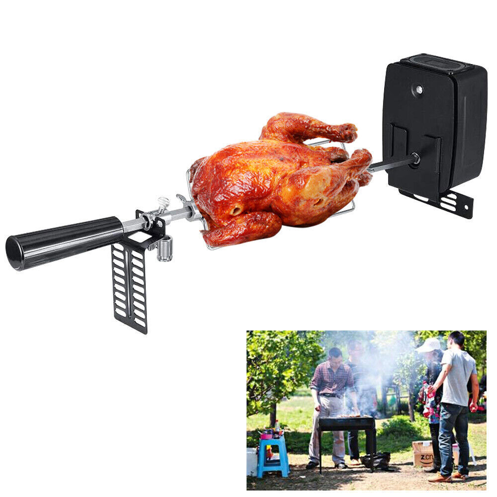 Stainless Steel Rotisserie Forks Rods Kit&Battery-powered Motor, BBQ Grill Tools