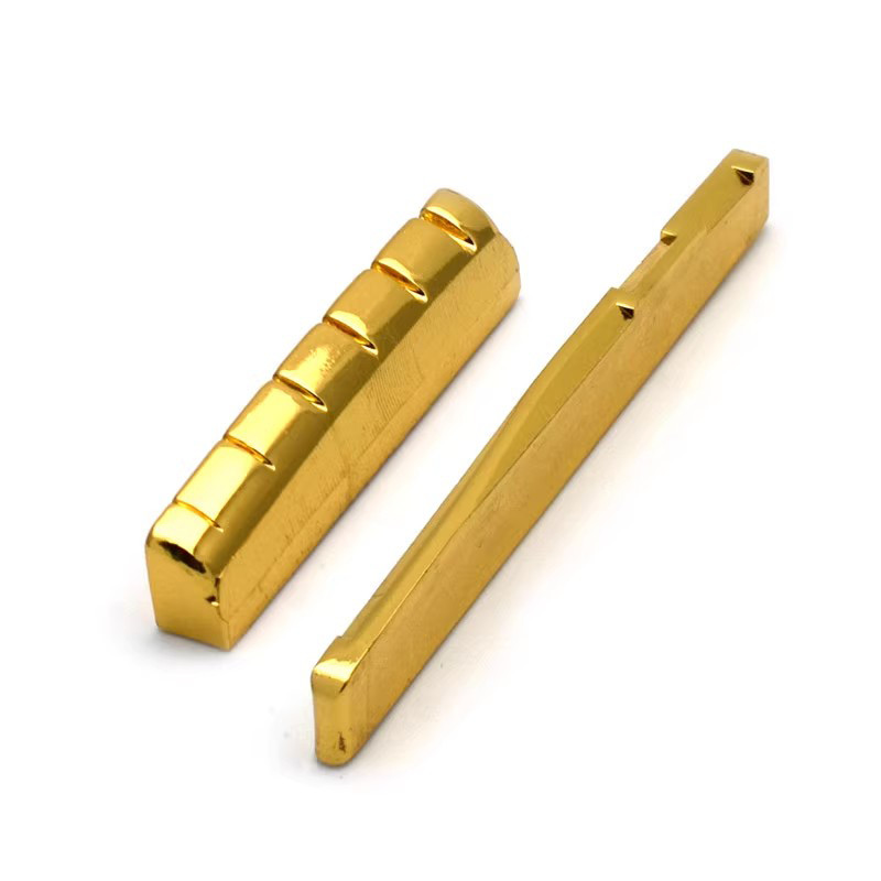 6-String Guitar Brass Slotted Nut Bridge Gold Saddle for Acoustic Folk Guitar