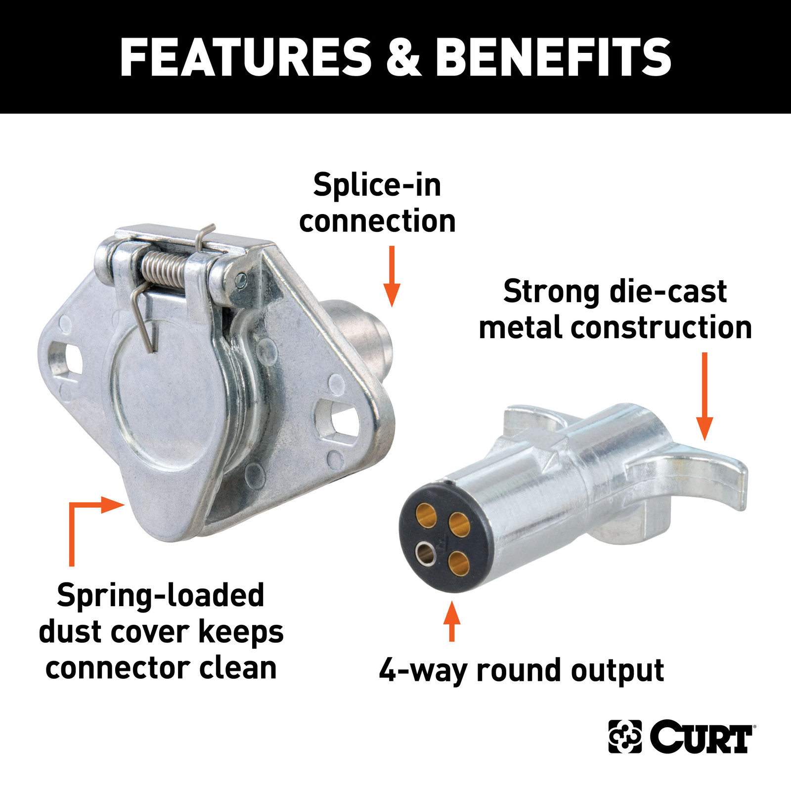 CURT 4-Way Round Connector Plug And Socket - 58761