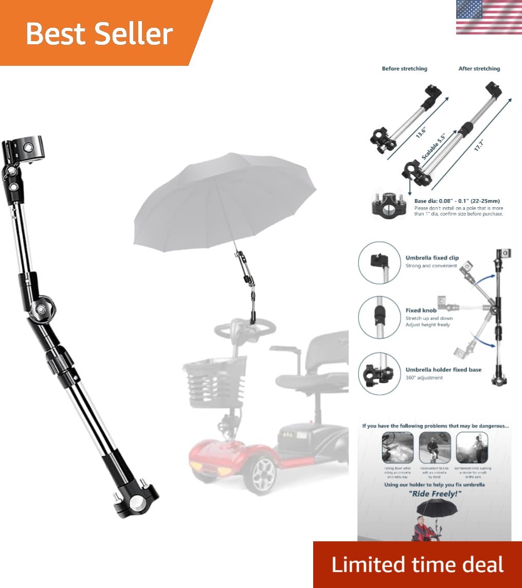 Umbrella Holder for Elderly Mobility Scooter Wheelchair Grip Mount Stand Adju...