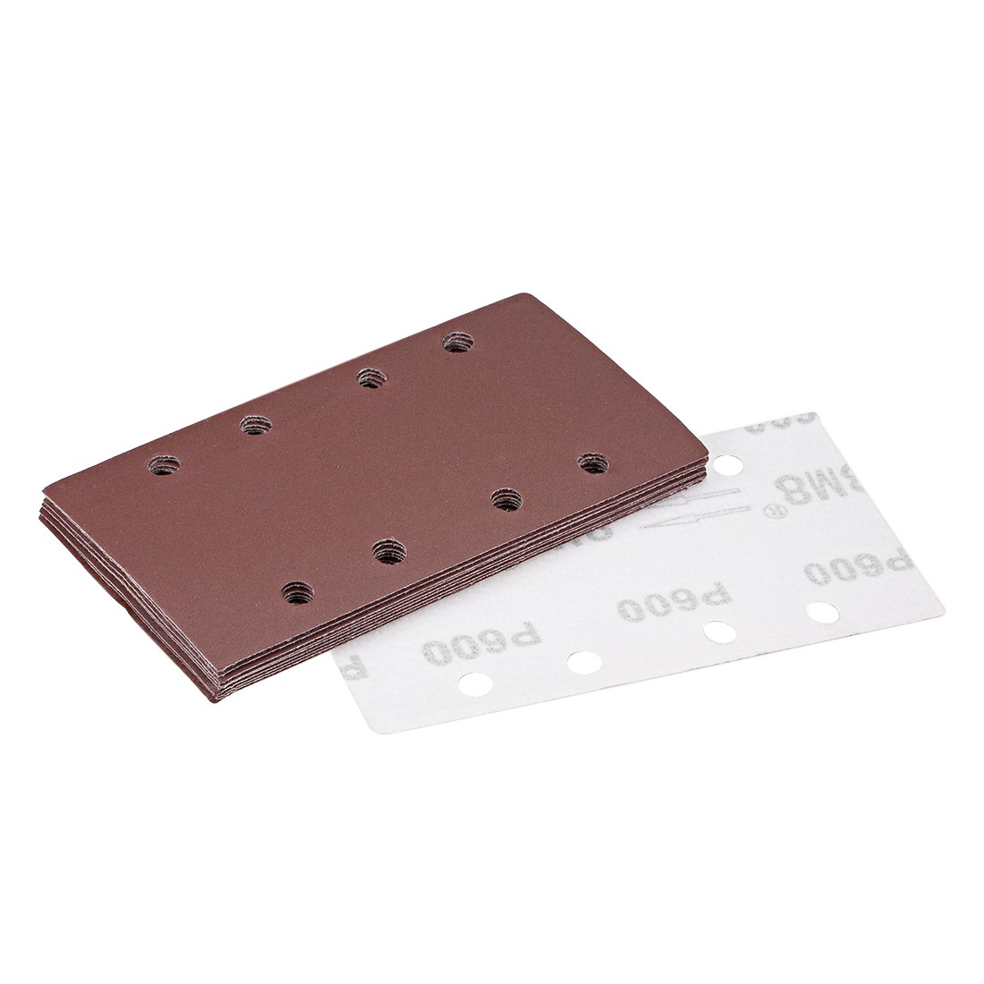600-Grit 8-Holes Hook and Loop Sanding Sheet 7.3" x 3.6" Wet Dry Sandpaper 10pcs