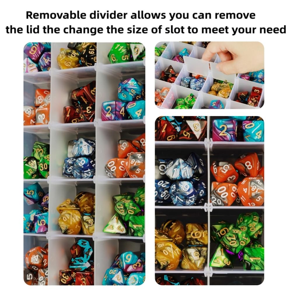2 Pack DND Dice Storage Box Each 24 Grids Polyhedral Dice Organizer