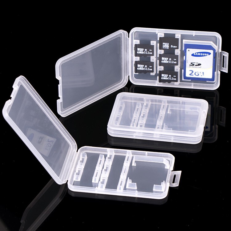 3pcs Clear Plastic Memory Card Case For SD SDHC SDXC Micro SD T-Flash Card