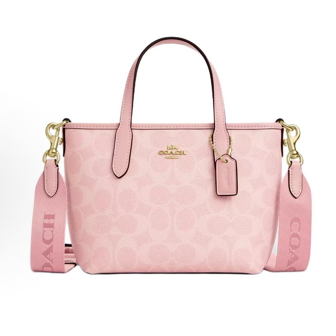 NWT COACH City Mini Tote Bag Signature Canvas CW032 Powder Pink Free Shipping