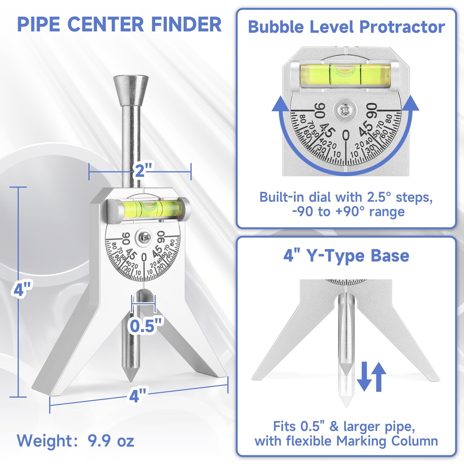 SIOKUY Premium Pipe Center Finder - Essential Tool for Silver