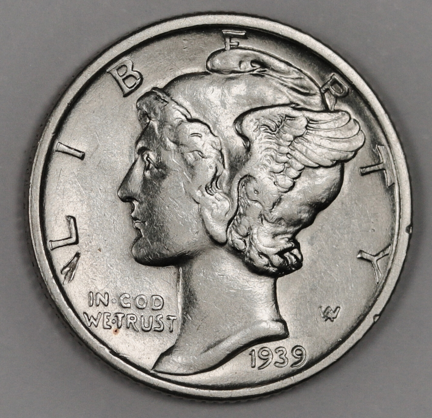 1939-s Mercury Head Dime.  AU.  176970 Inventory I