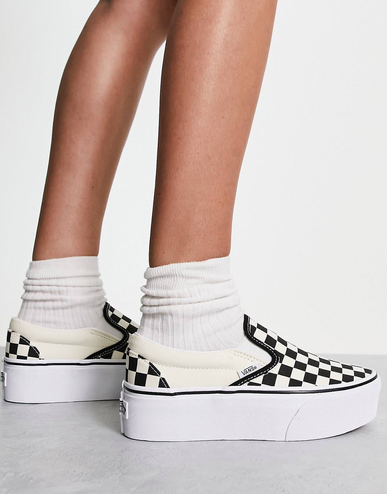 Vans Classic Slip on Stackform Women's SIZE 6-10 34mm platform checkerboard