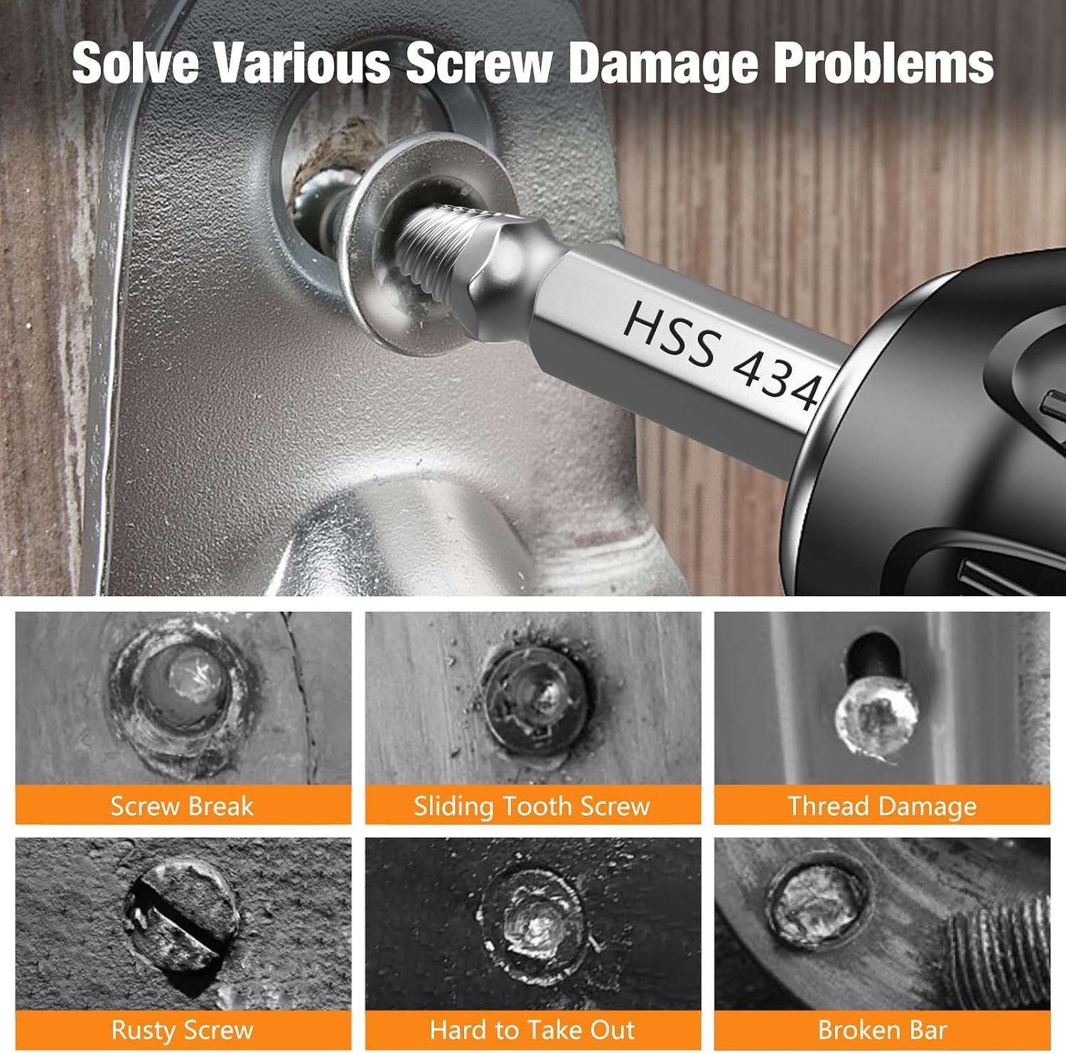 Compact 6 PCS Extractor Tool Set - High-Speed Steel Remover for Damaged Screws