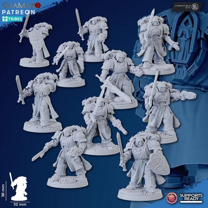 Vengeful Angels Veterans - Squad of 5 Sci-Fi Elite Soldiers Unpained Resin Minis
