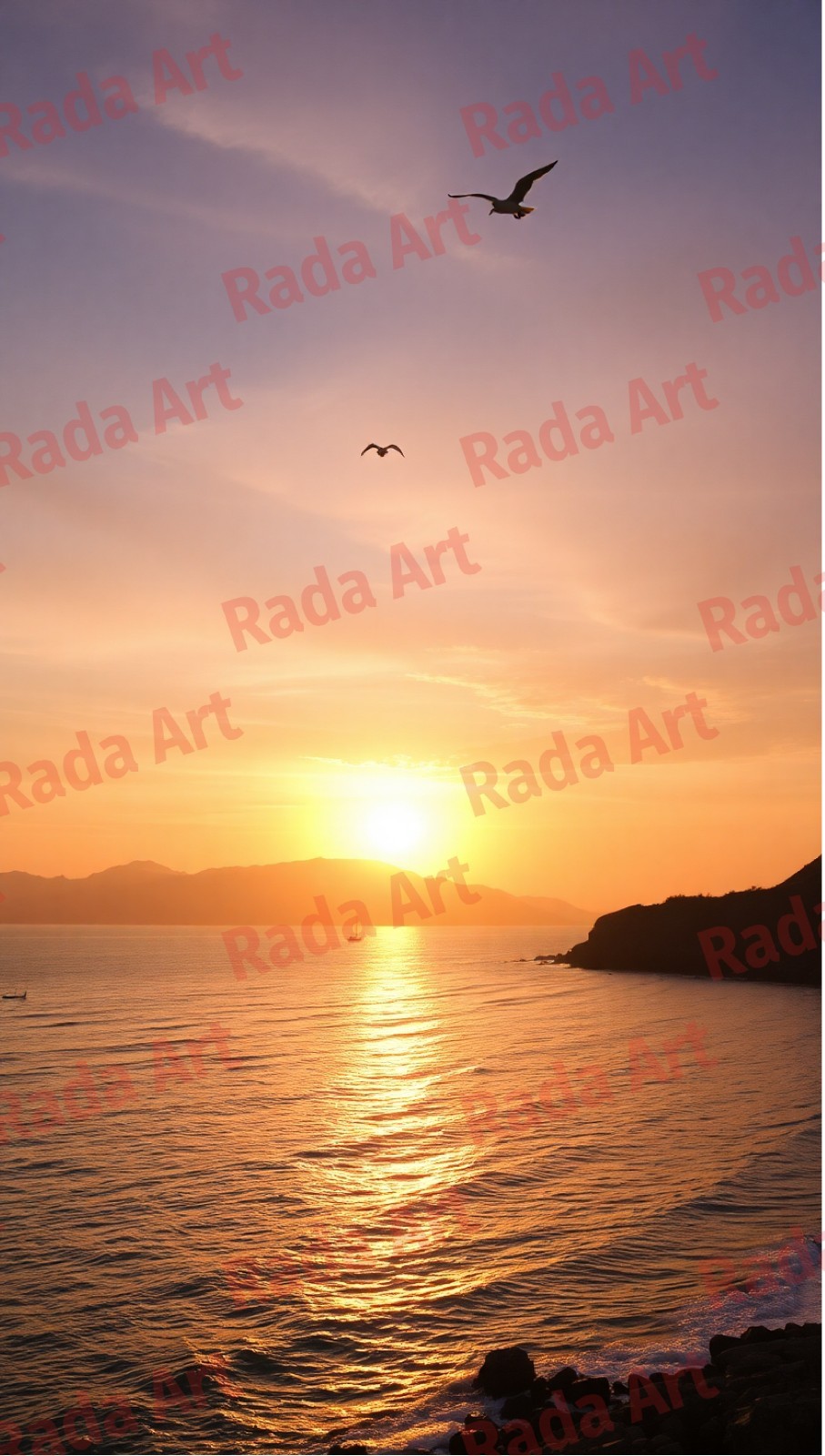 Sunrise Sunset Sea Sky Nature Digital Art Ai Mobile Background Wallpaper Desktop