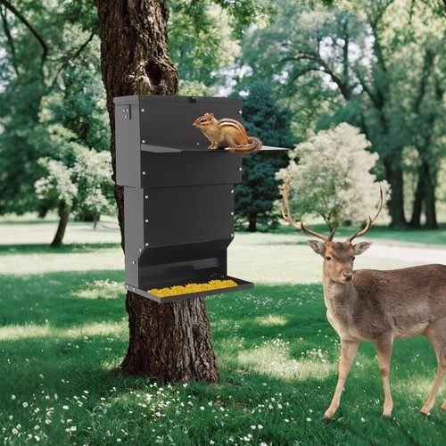 Hanging Automatic Deer Feeder with Lid Gravity Feeders Box Outdoor Weatherproof