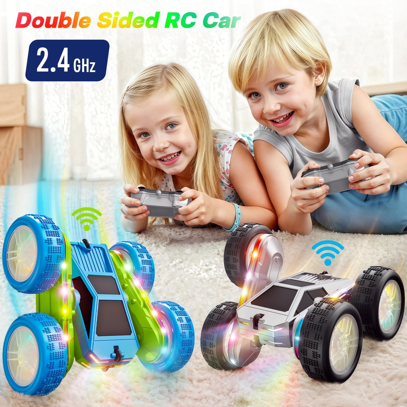 WayEee Remote Control Car for Boys 4-7, 360° Flips Rotating RC Stunt Car with...