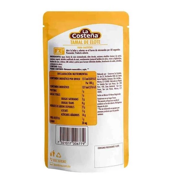 5X TAMALES DE ELOTE - Sweet Corn Tamales - 110g Each One (Pack of 5)