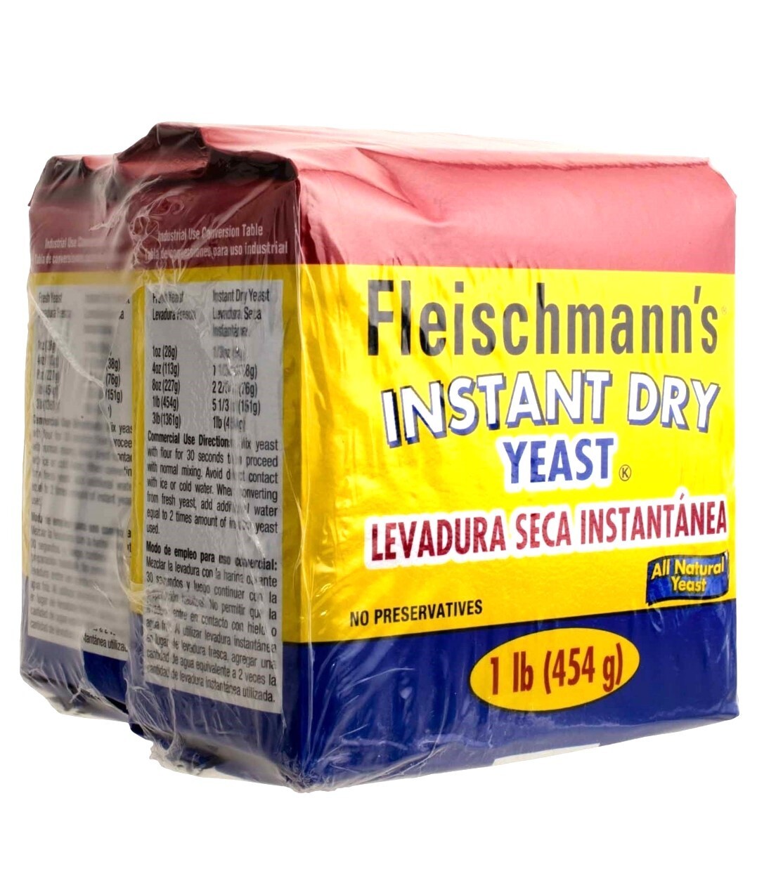 2- 1 lbs Fleischmann's Instant Dry Yeast Levadura Seca Pan Hornear Bread BakingA