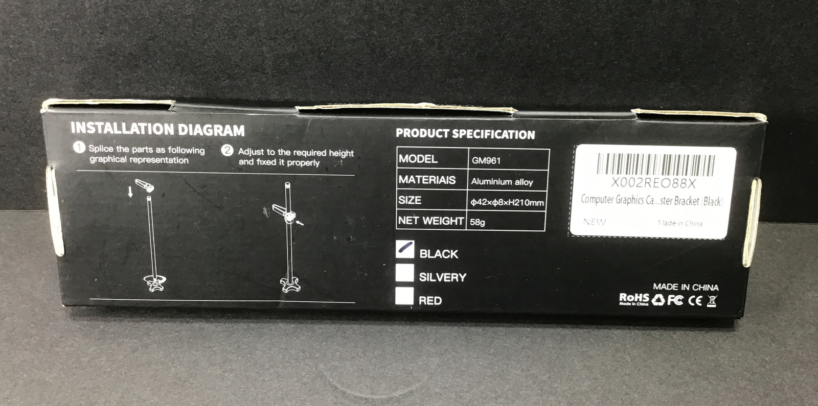 Computer Graphic Card Vertical Model GM961, Aluminum, Black, New