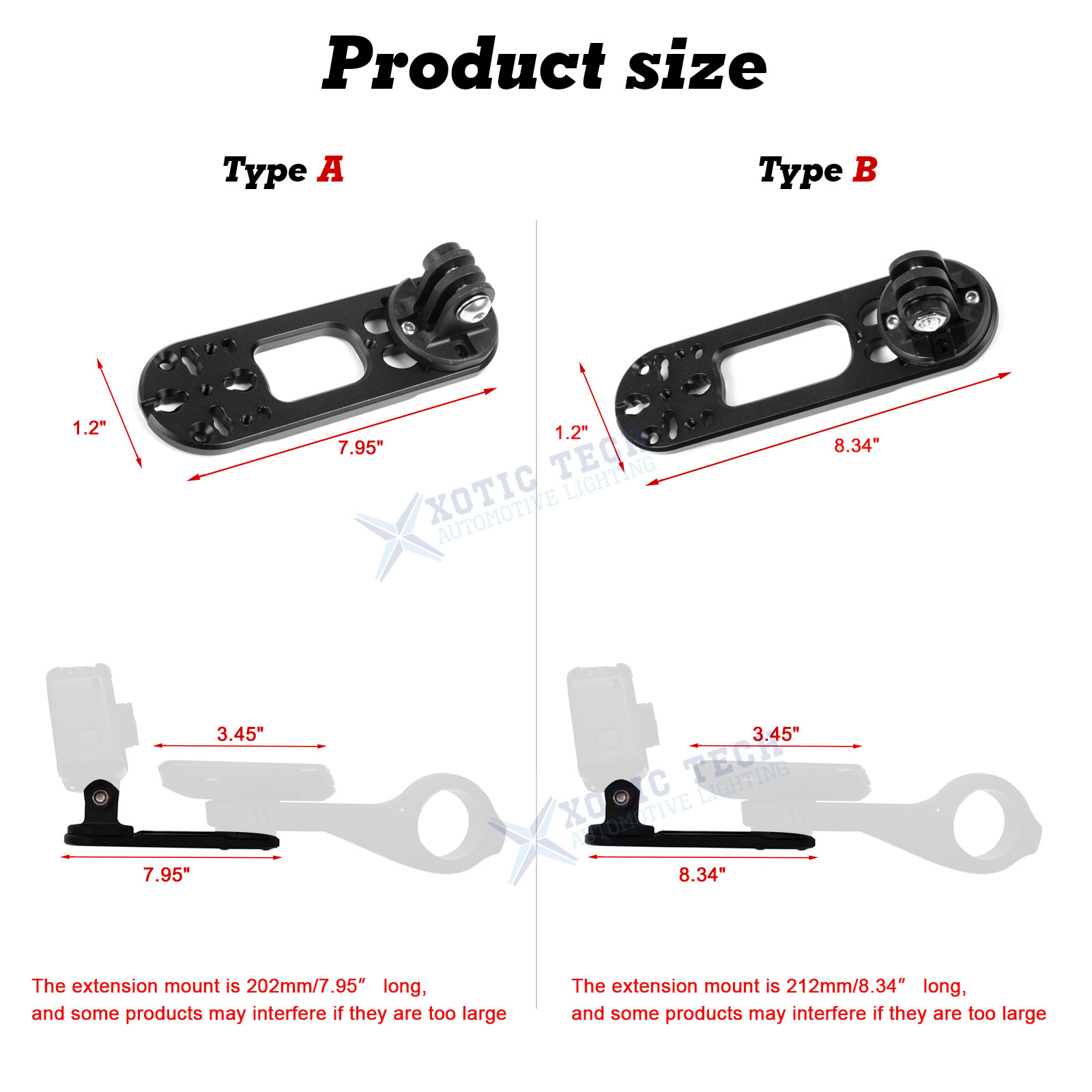 Bike Computer Camera Mount Adapter Extender compatible w/ Insta360 GoPro DJI