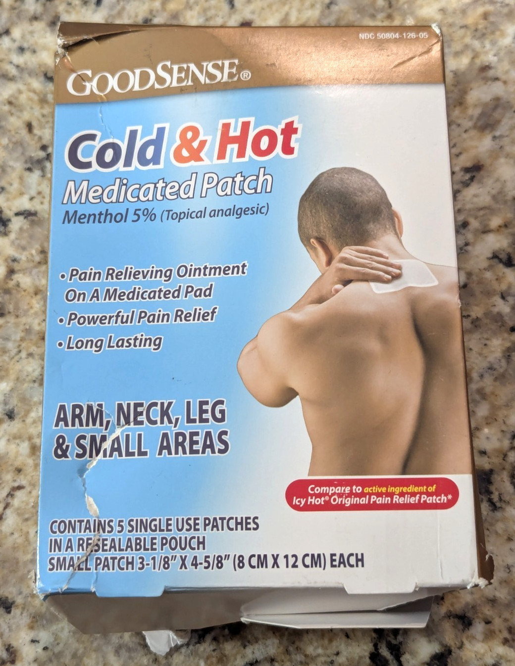 GoodSense Cold & Hot Medicated Patch Small 3 1/8"x 4 5/8" 5 count exp: 02/2028