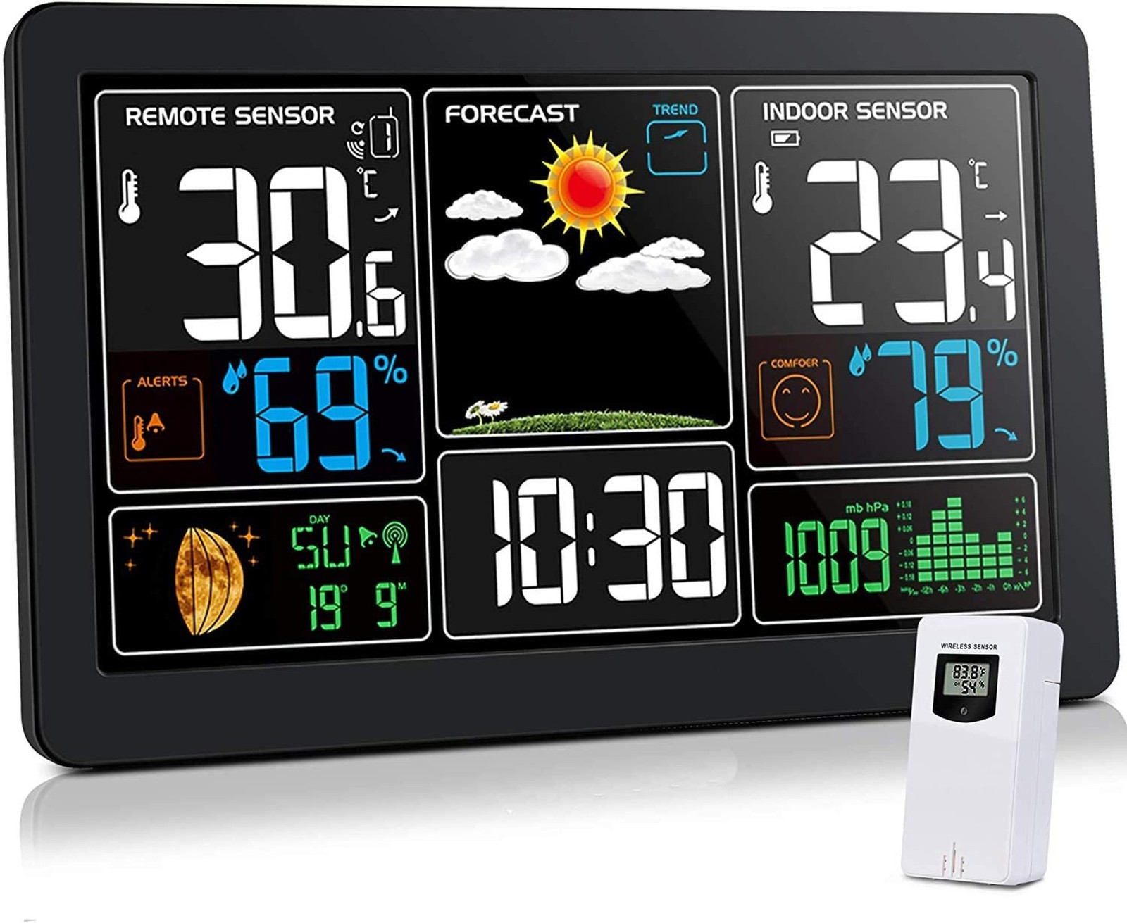 Kalawen Home Weather Stations Wireless Indoor Outdoor Thermometer, Portable D...