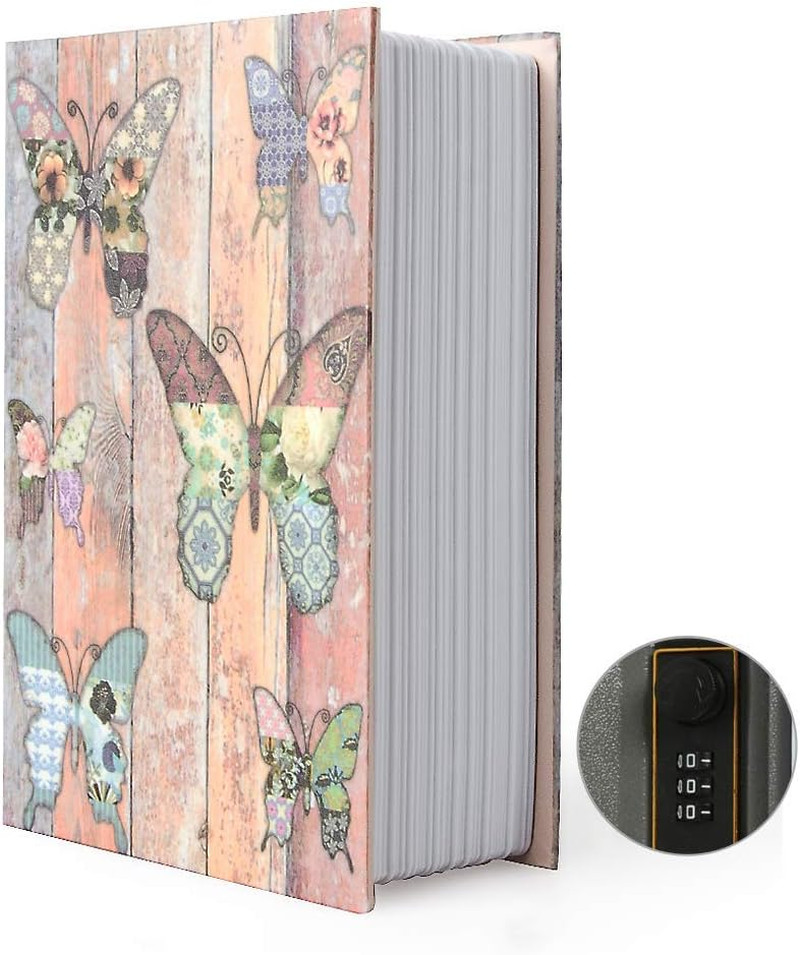 Small Diversion Book Safe Storage Box, Metal Can with Security Combination Lock/