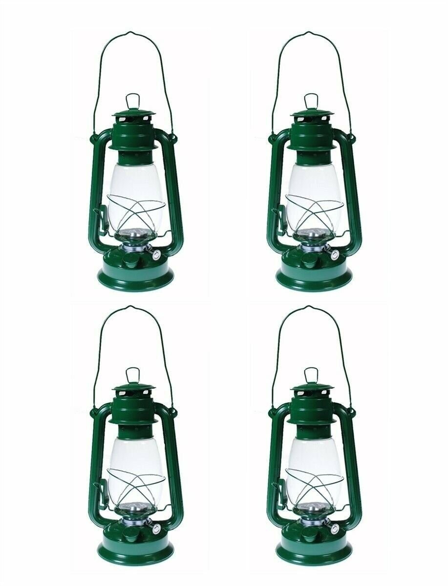 Qty=4 - Hurricane Kerosene Oil Lantern Emergency Hanging Light Lamp GREEN 12"