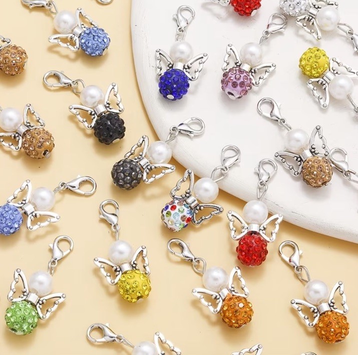 Guardian Angel Cross Bracelet Connector Charm Bead Stitch Marker Zipper Charms