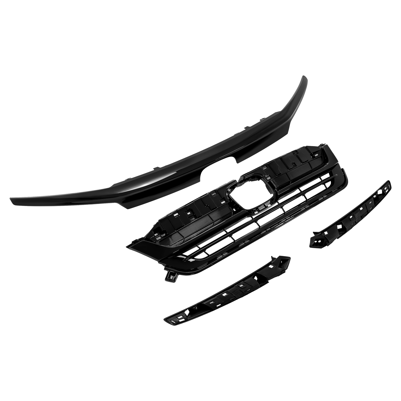 For Honda Pilot 2019-22 Front Upper Grille W/ Gloss Black Molding Trim Assembly