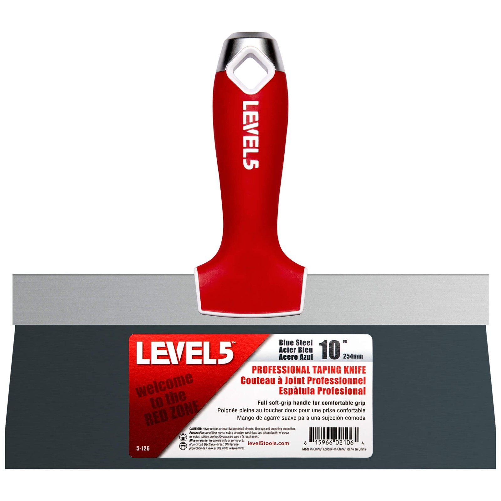 LEVEL5 Drywall Taping Knife Blue Steel 10" | Soft Grip | 5-126