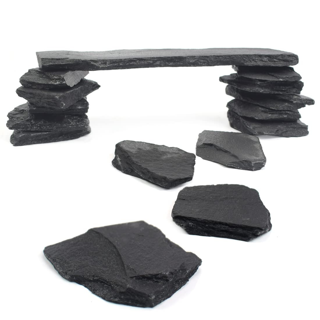 Natural Slate Stone Rocks, Mix of Stones 2 to 3 inches and 1 piece About 8 in...