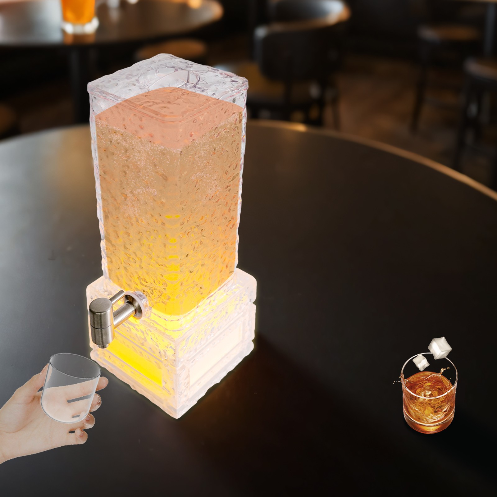 3L/0.79gal Party Beverage Dispenser Water Juice Drink Dispenser Gold LED Light