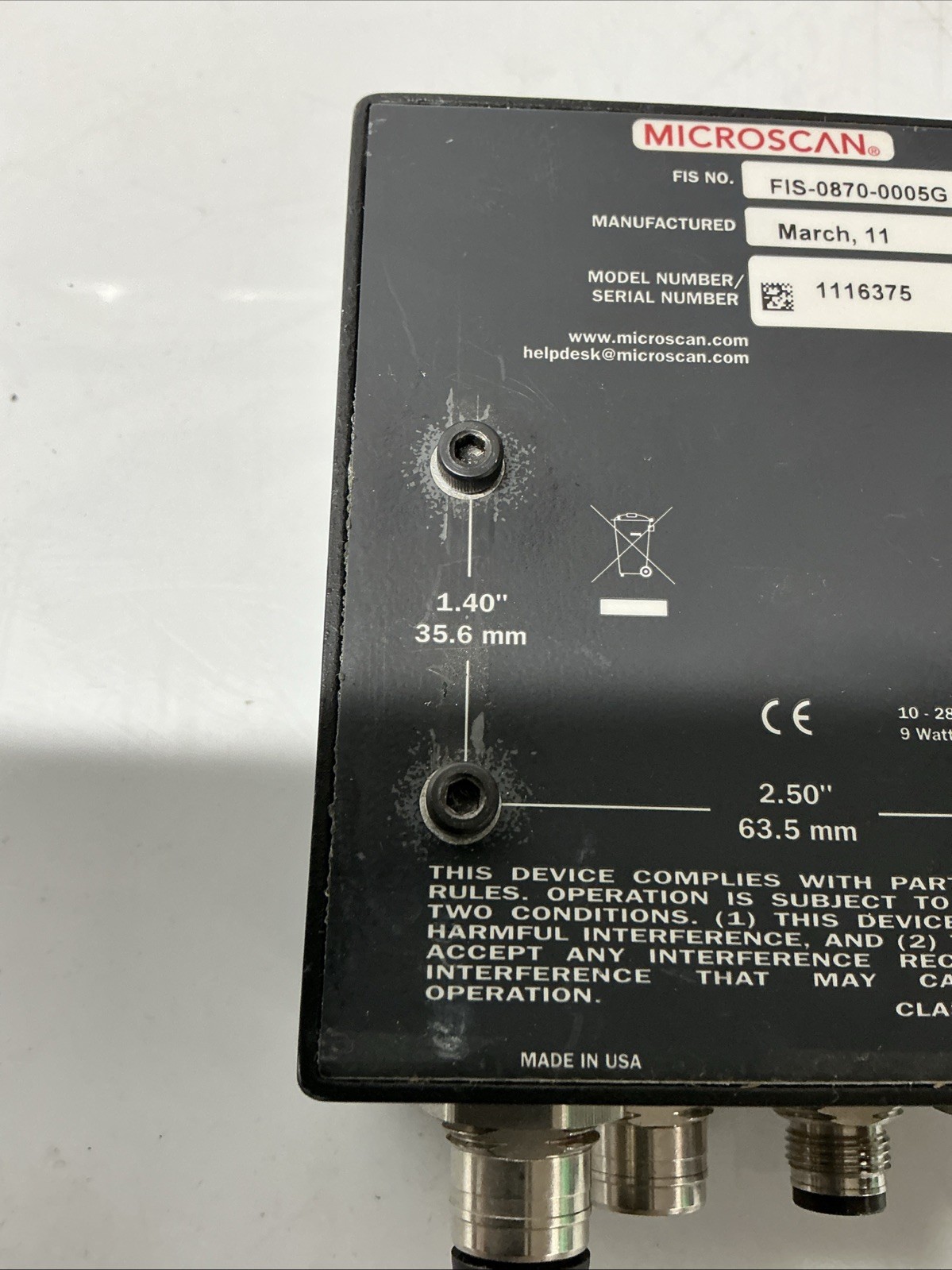 Microscan QX-870 Fixed-Mount Scanner X-205
