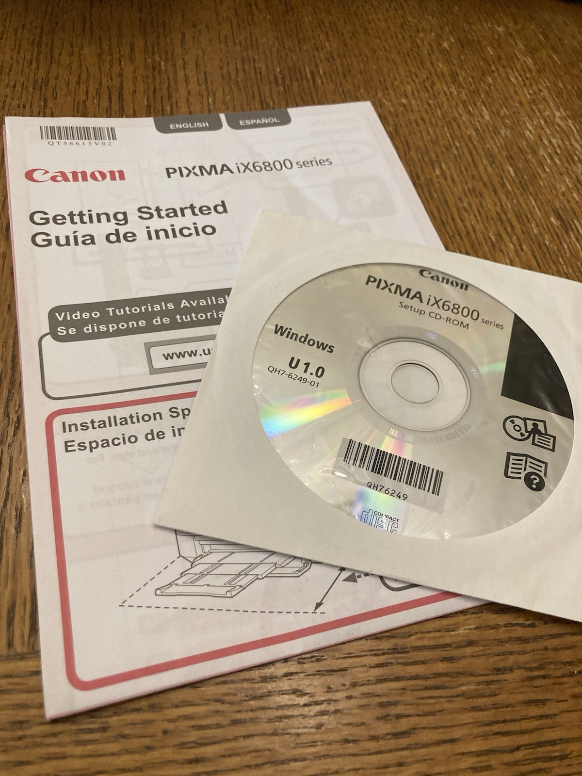 Canon PIXMA iX6800 Setup CD-ROM + Getting Started Guide Driver Software Windows