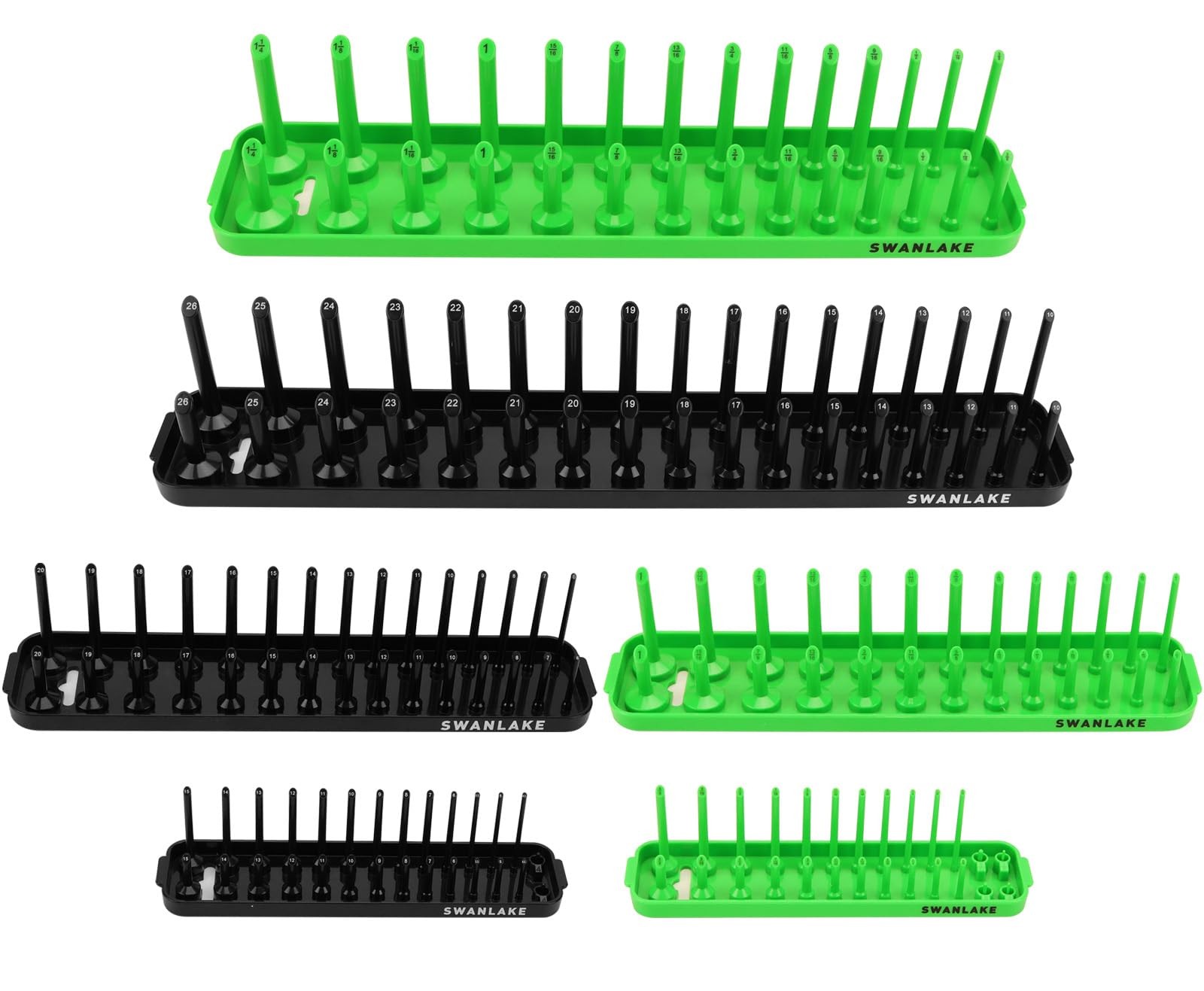 Socket Organizer Tray Set - 6-Piece SAE & Metric Holder for Toolboxes