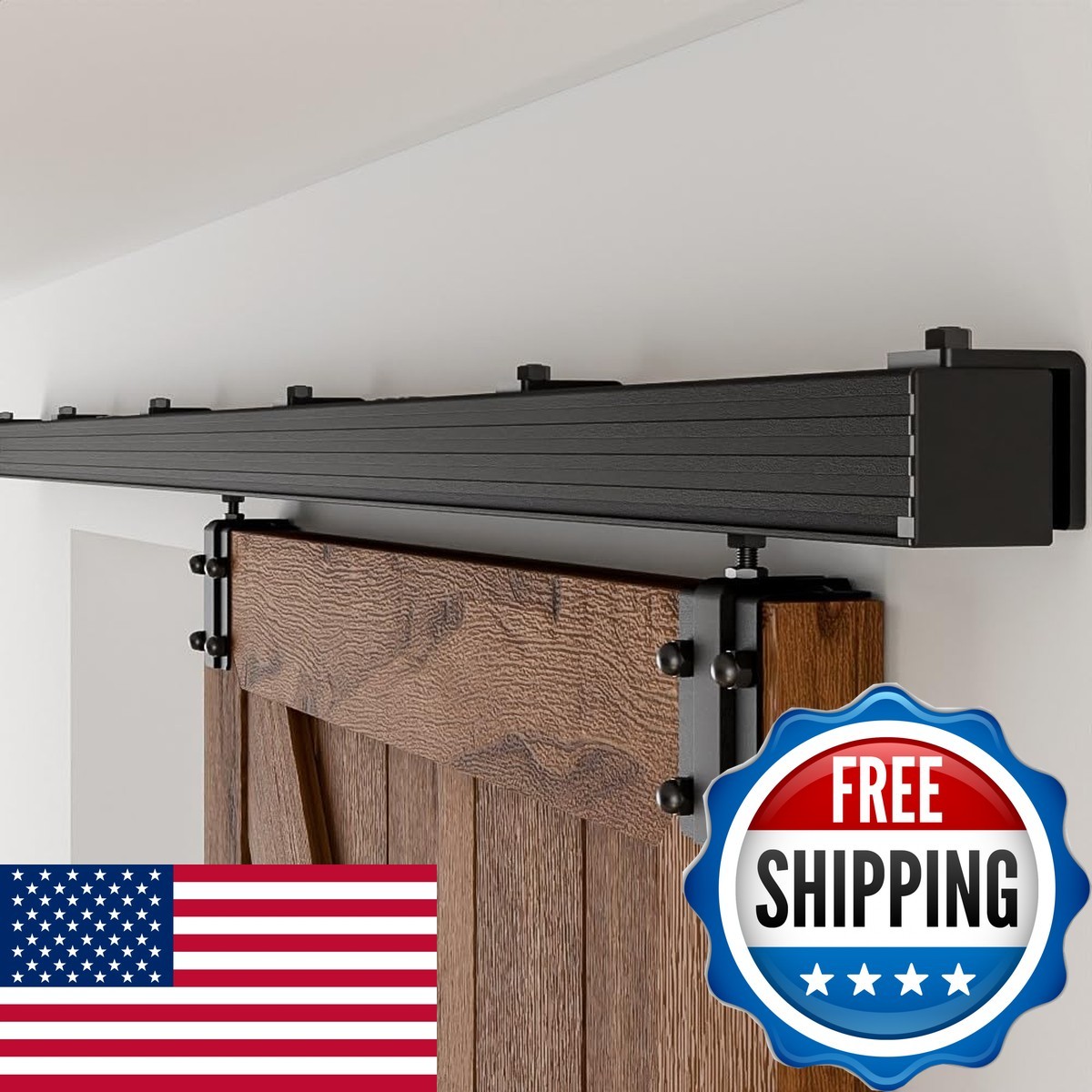 AONAYIOA 96"/8FT Box Rail Hardware Heavy Duty Sliding Barn Door Track Kit - No