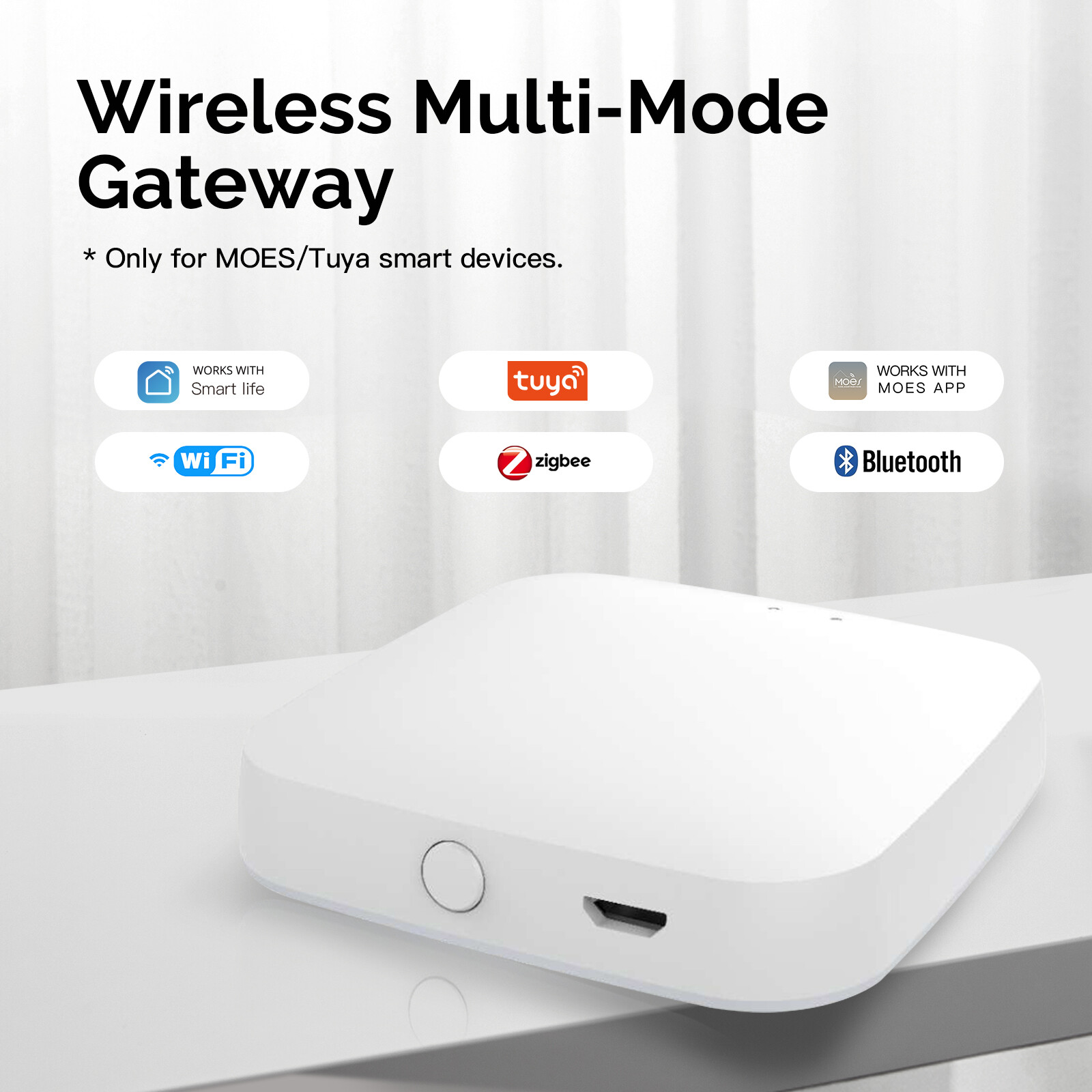 MOES Tuya Smart Multi-Mode Wireless Hub ZigBee Bluetooth Mesh Gateway App Remote