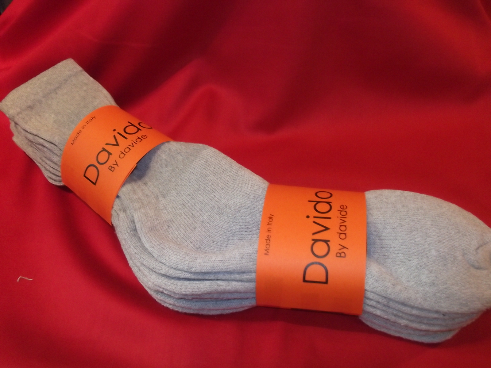 mens socks crew made in Italy 100% cotton 4 pair gray solid davido socks 10-13