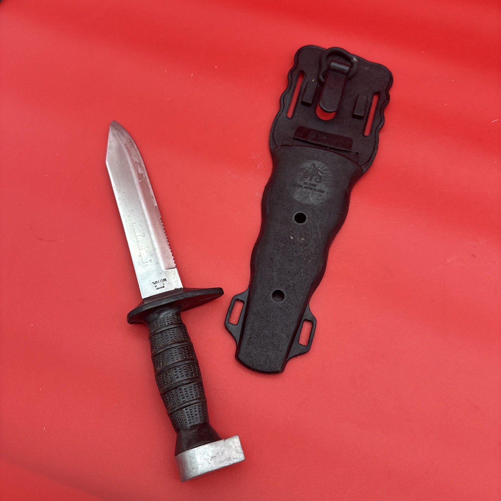 Vintage Valor Stainless Steel Japan Scuba Diving Knife w/ Sheath