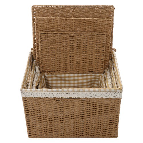 Large Storage Bin Rope Woven Basket Storage Basket with Lid/Handle & Liner