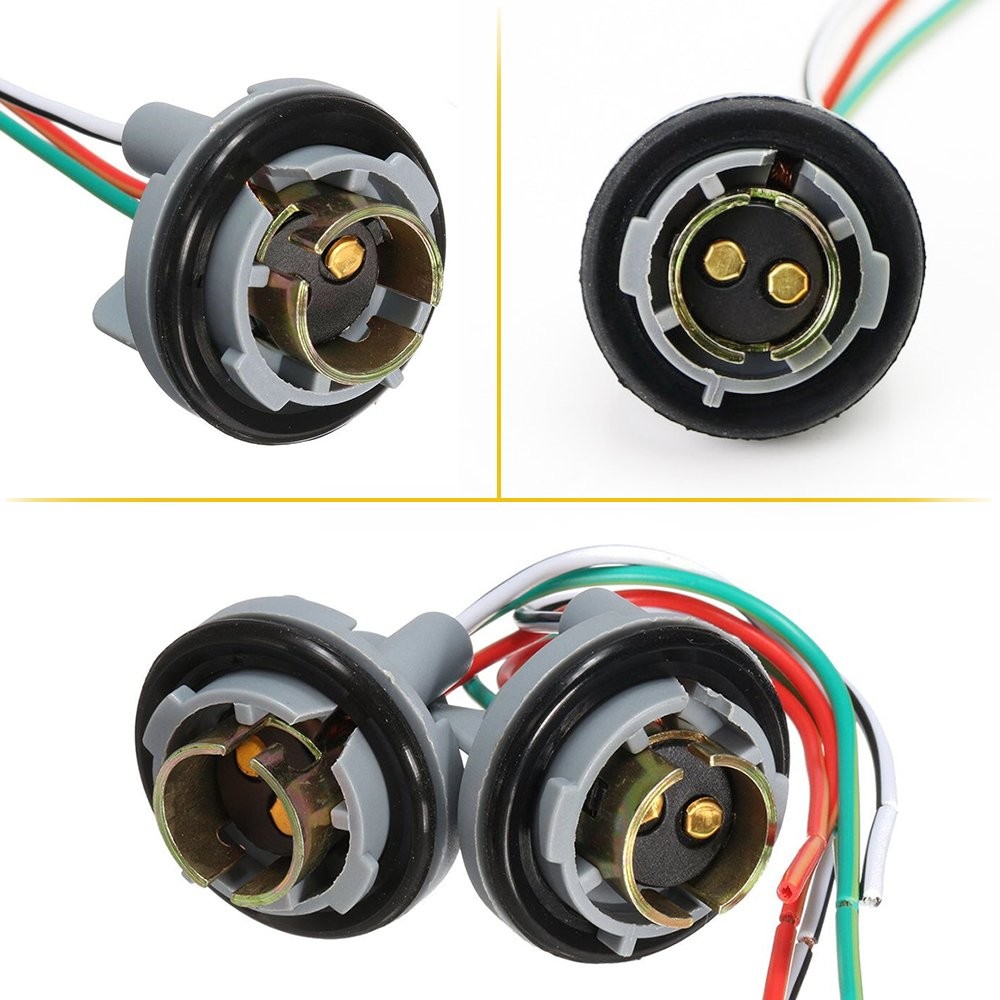 2pcs 1157 2357 LED Brake Stop Turn Light Bulb Socket Harness Wire Pig Tail Plug