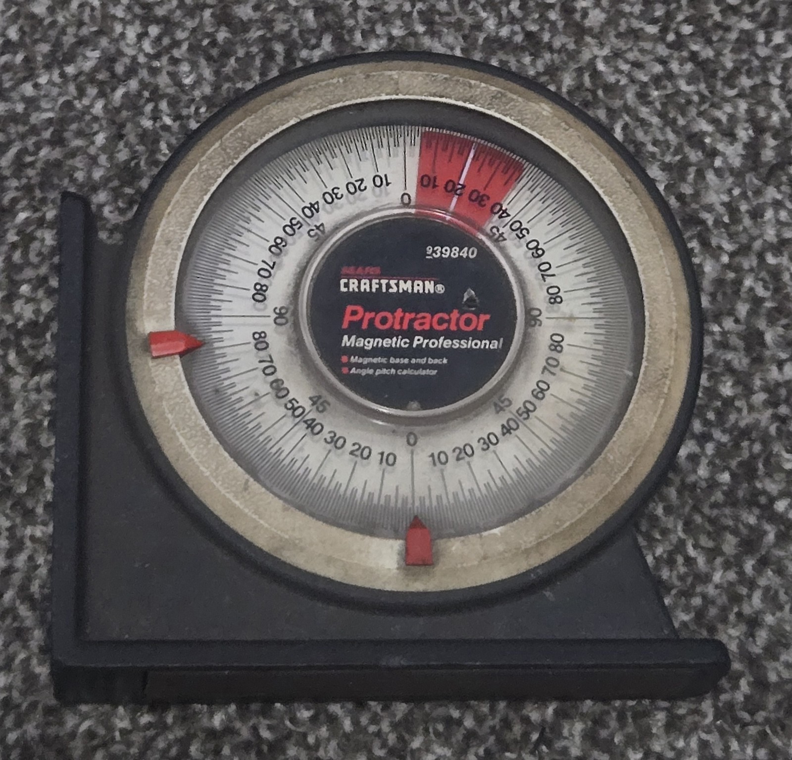 Craftsman Protractor #39840 Magnetic Base And Back Angle Pitch Calculator Pre-ow