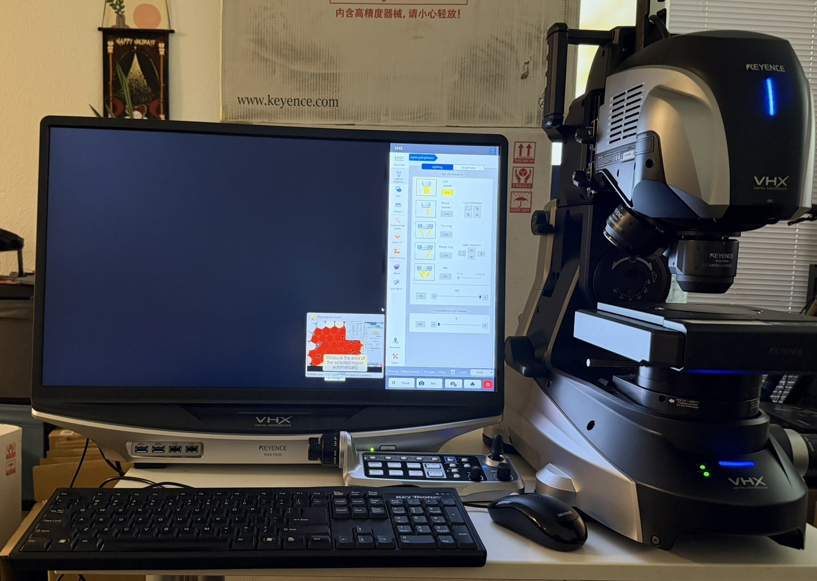 Keyence VHX-7000 Digital Microscope System With VHX-7100 and VHX-E100 XY Stage