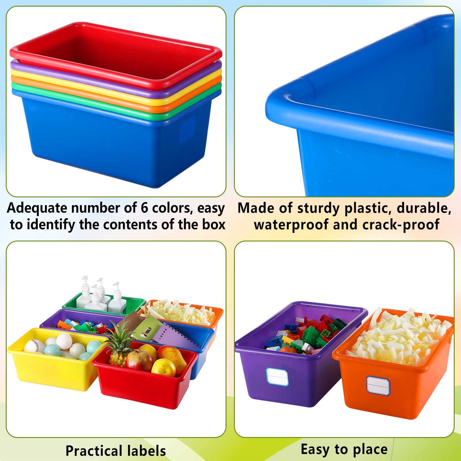 24 Pack Classroom Cubby Storage Bins Plastic Stackable Storage Bins with Labe...